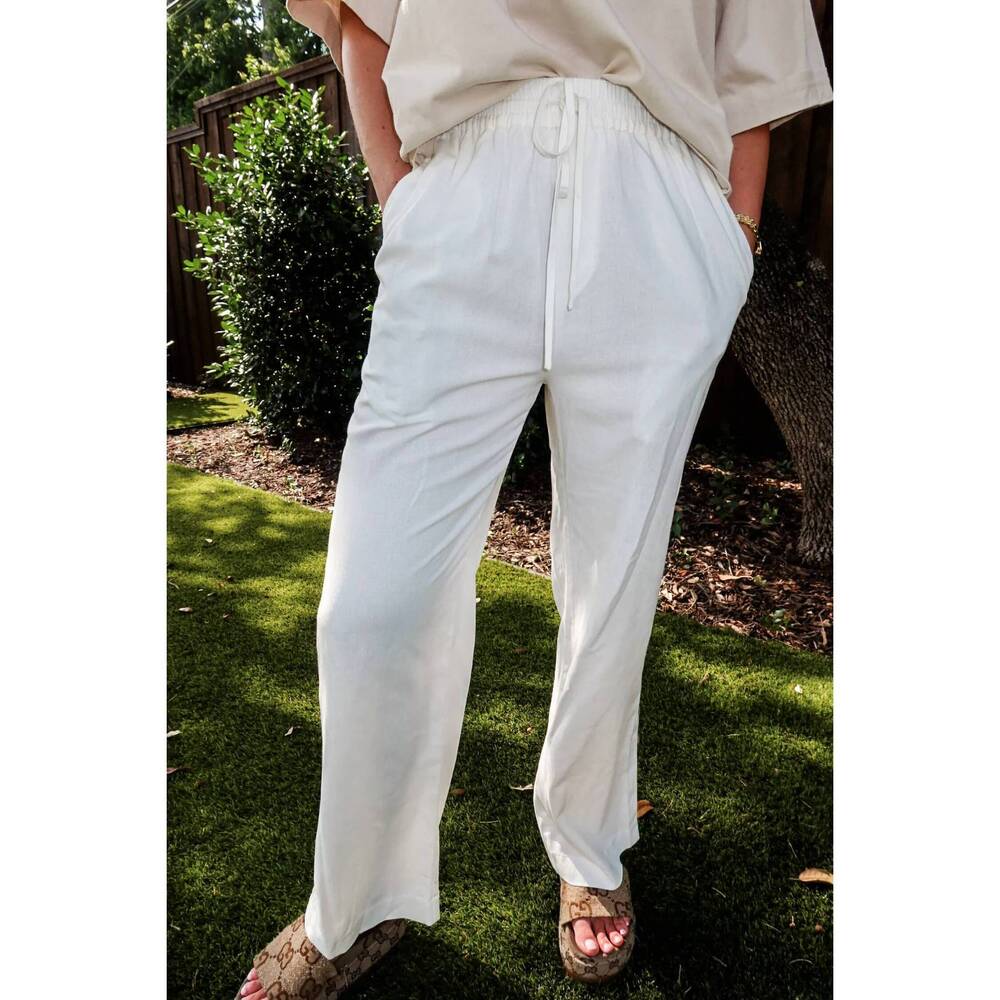 NEW CRESCENT lyra linen pants in white